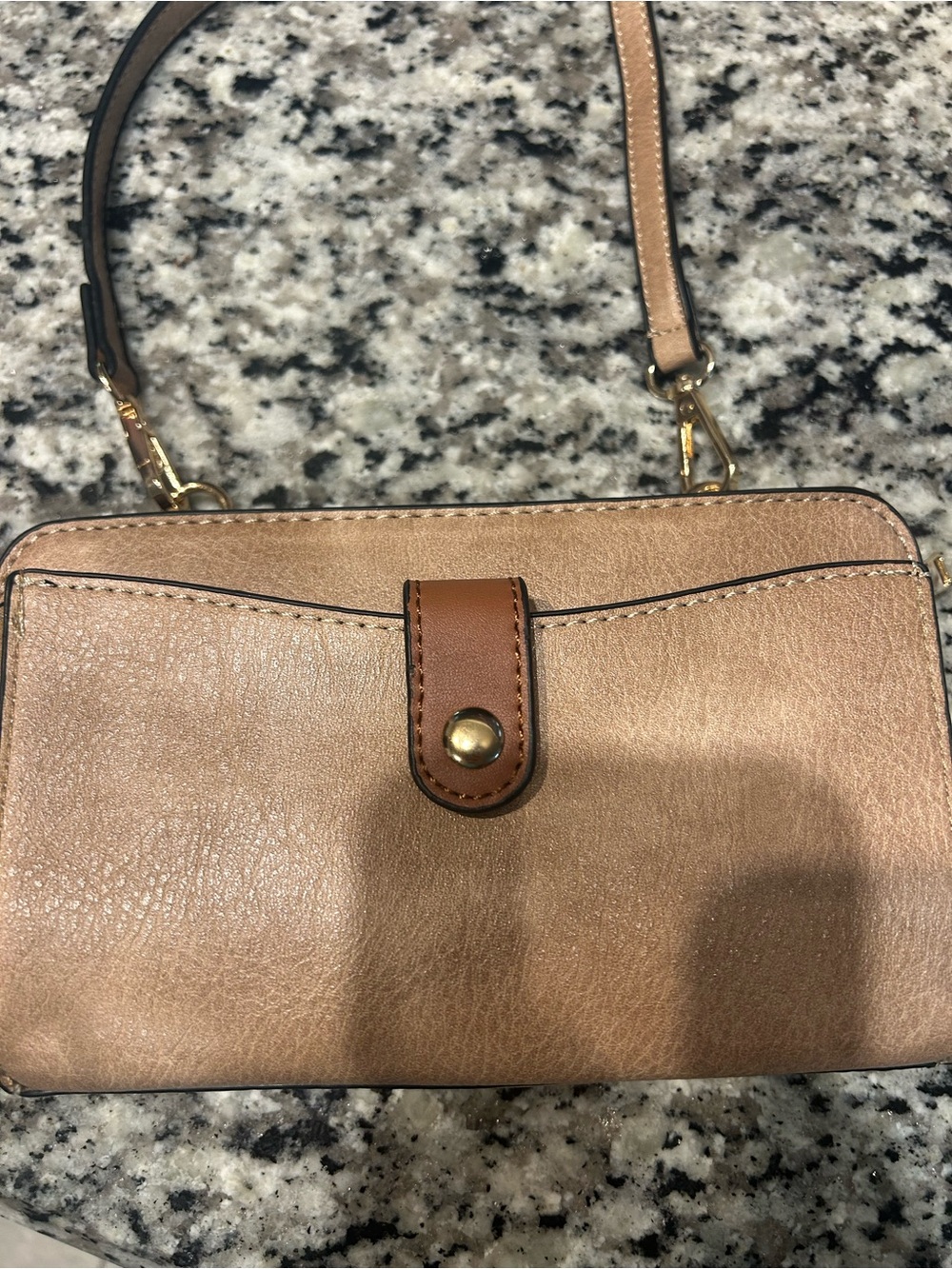 Versatile Tan Crossbody Wallet with Snap Closure